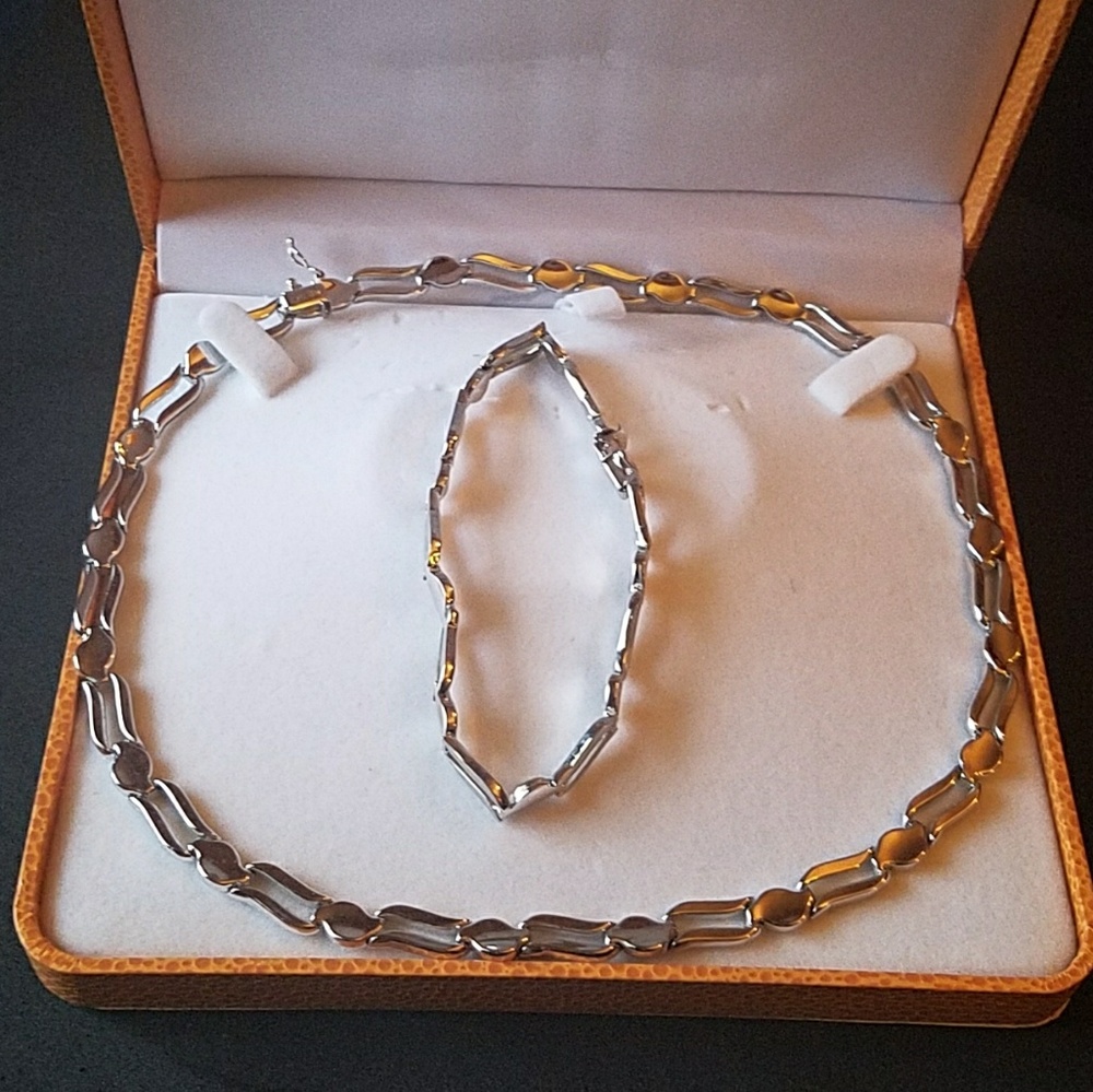 Adam's Jewelry 14k WhiteGold necklace+bracelet NWT